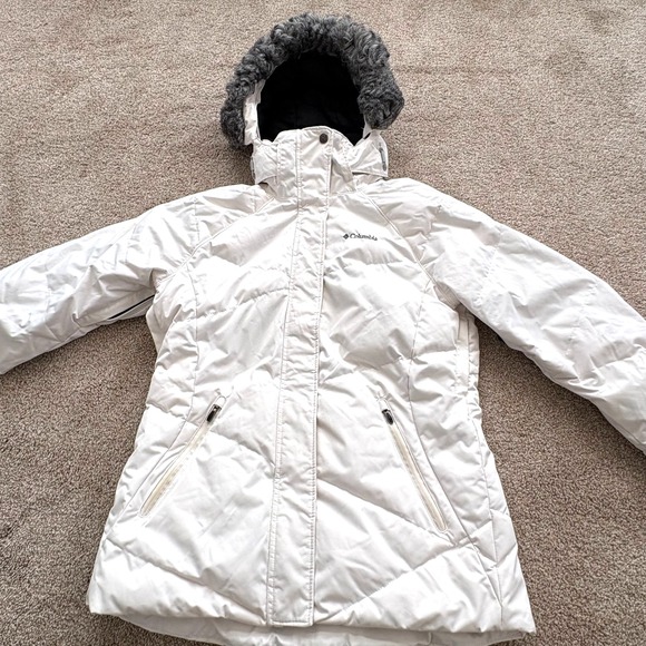 Columbia Omni-Heat Women Small Winter Jacket White Faux Fur Hood Omni Shield - Picture 2 of 16